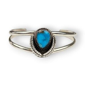 Harry Bert Morenci Turquoise Sterling Cuff Bracelet Navajo Hopi 925 Silver NA